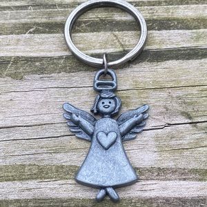 Angel heart key chain pewter angelic bag or key fob